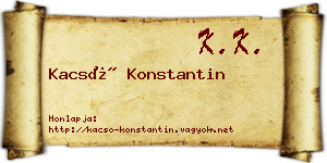 Kacsó Konstantin névjegykártya